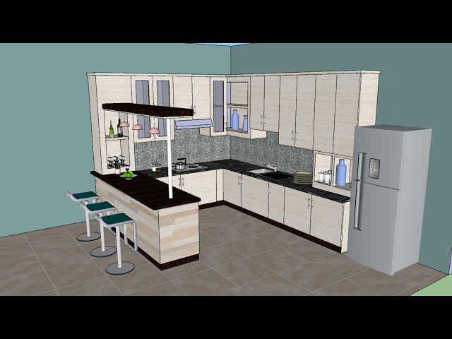 Sketchup tutorial interior design ( Kitchen )